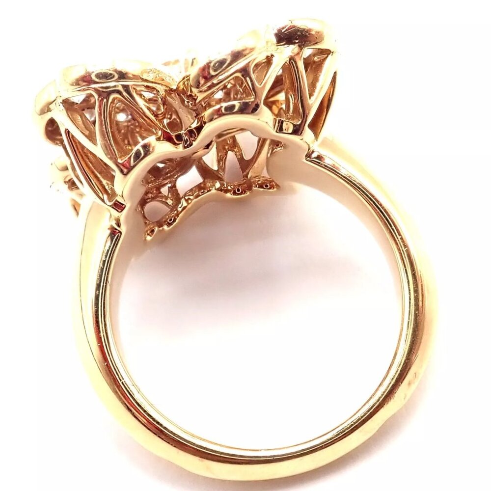 Authentic! Van Cleef & Arpels Cosmos 18k Yellow Gold Diamond Medium Model Ring - Picture 8 of 13